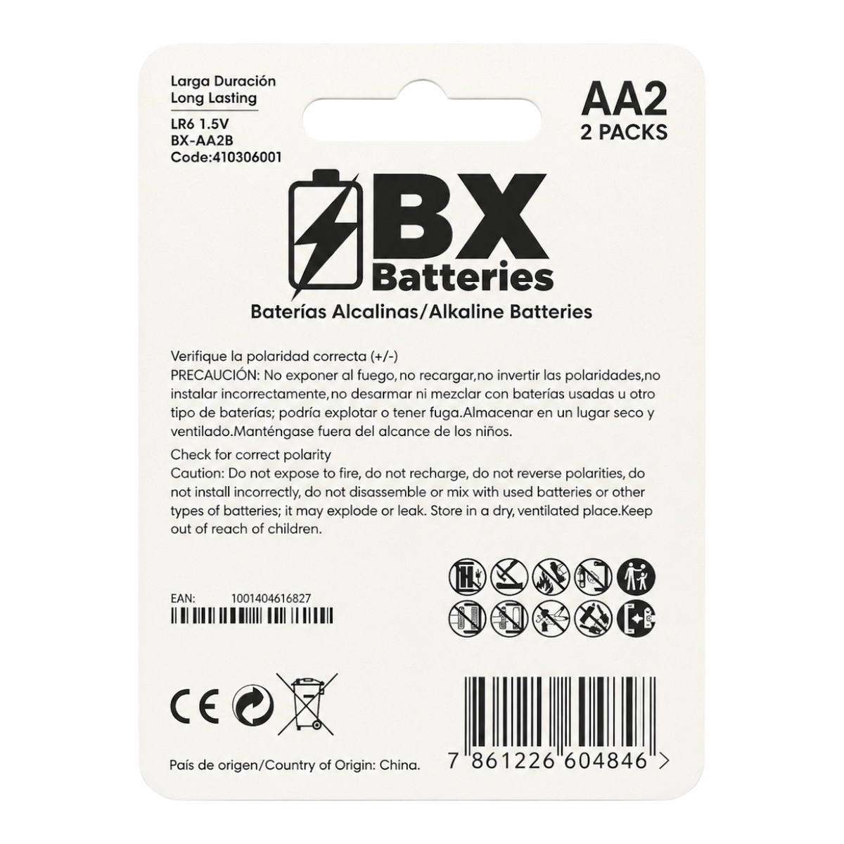 AA, 1.5V, ALKALINA 2 UNIDADES BLISTER