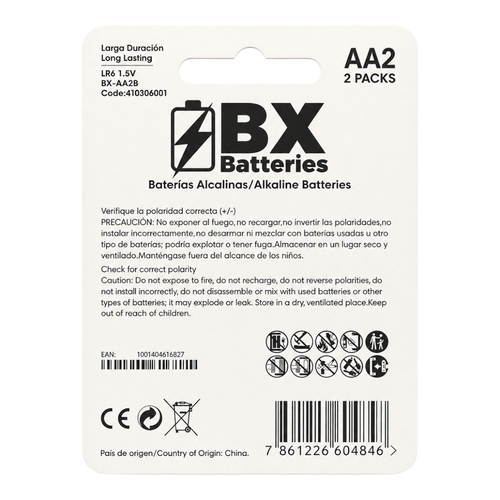 AA, 1.5V, ALKALINA 2 UNIDADES BLISTER