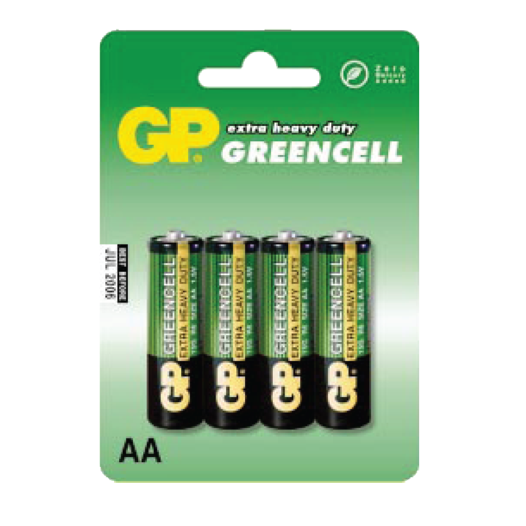 AA, 1.5V, GREENCELL (CLORURO DE ZINC), BLISTER X 4PCS