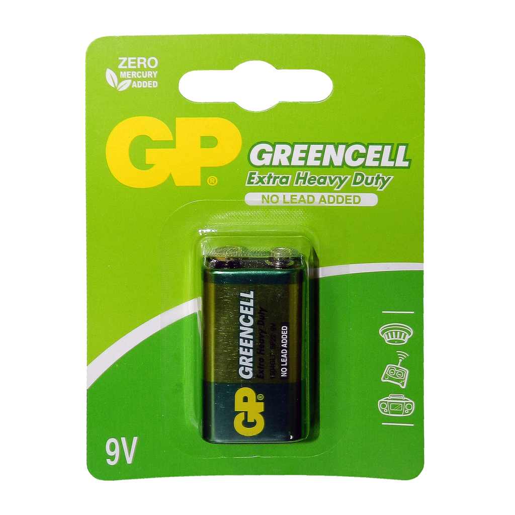 9V, GREENCELL (CLORURO DE ZINC), BLISTER X 1PCS