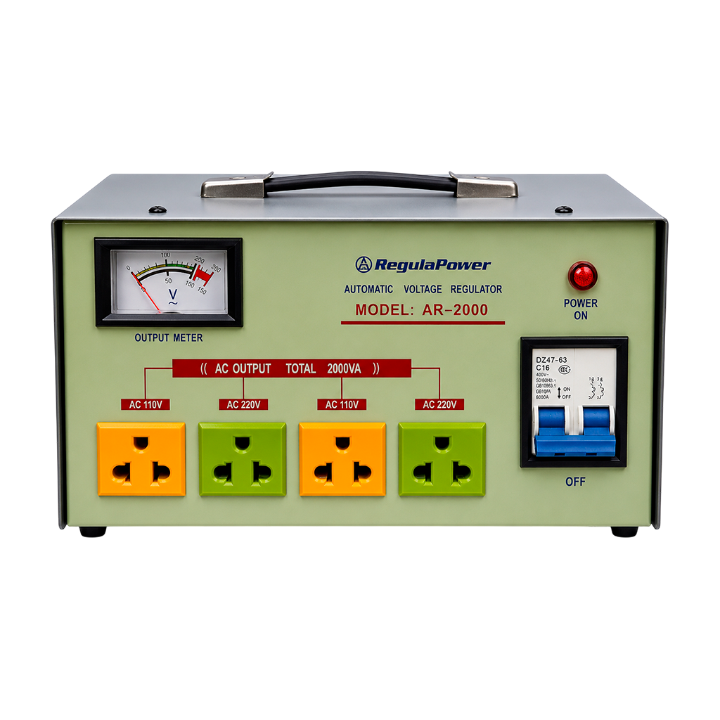 REGULADOR DE VOLTAJE, 2000 WATTS, 4 TOMAS POLARIZADAS, 110/220V - AC