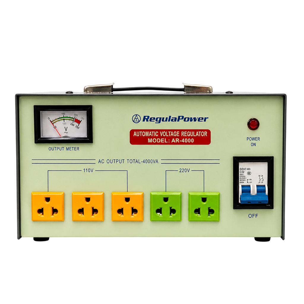 REGULADOR DE VOLTAJE, 4000 WATTS, 4 TOMAS POLARIZADAS, 110/220V - AC