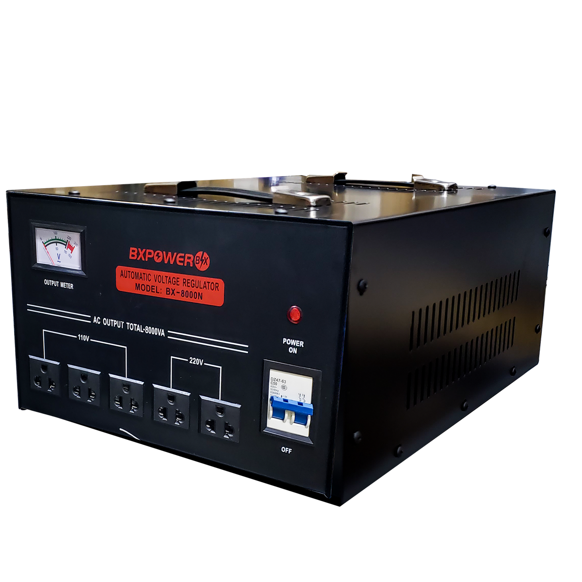 REGULADOR DE VOLTAJE, 8000 WATTS, 5 TOMAS POLARIZADAS, 110/220V - AC