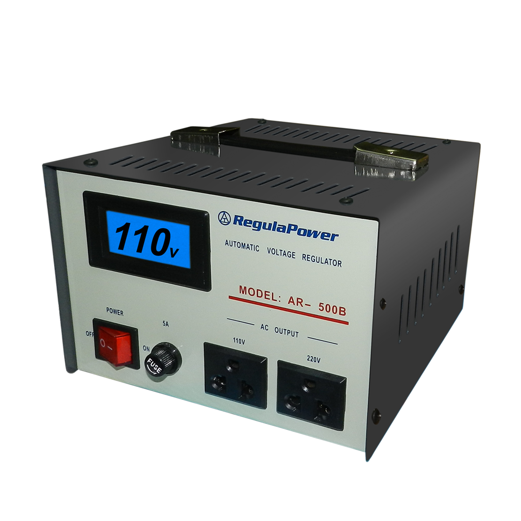 REGULADOR DE VOLTAJE, 500 WATTS, 2 TOMAS POLARIZADAS, 110/220V - AC, DISPLAY/LCD