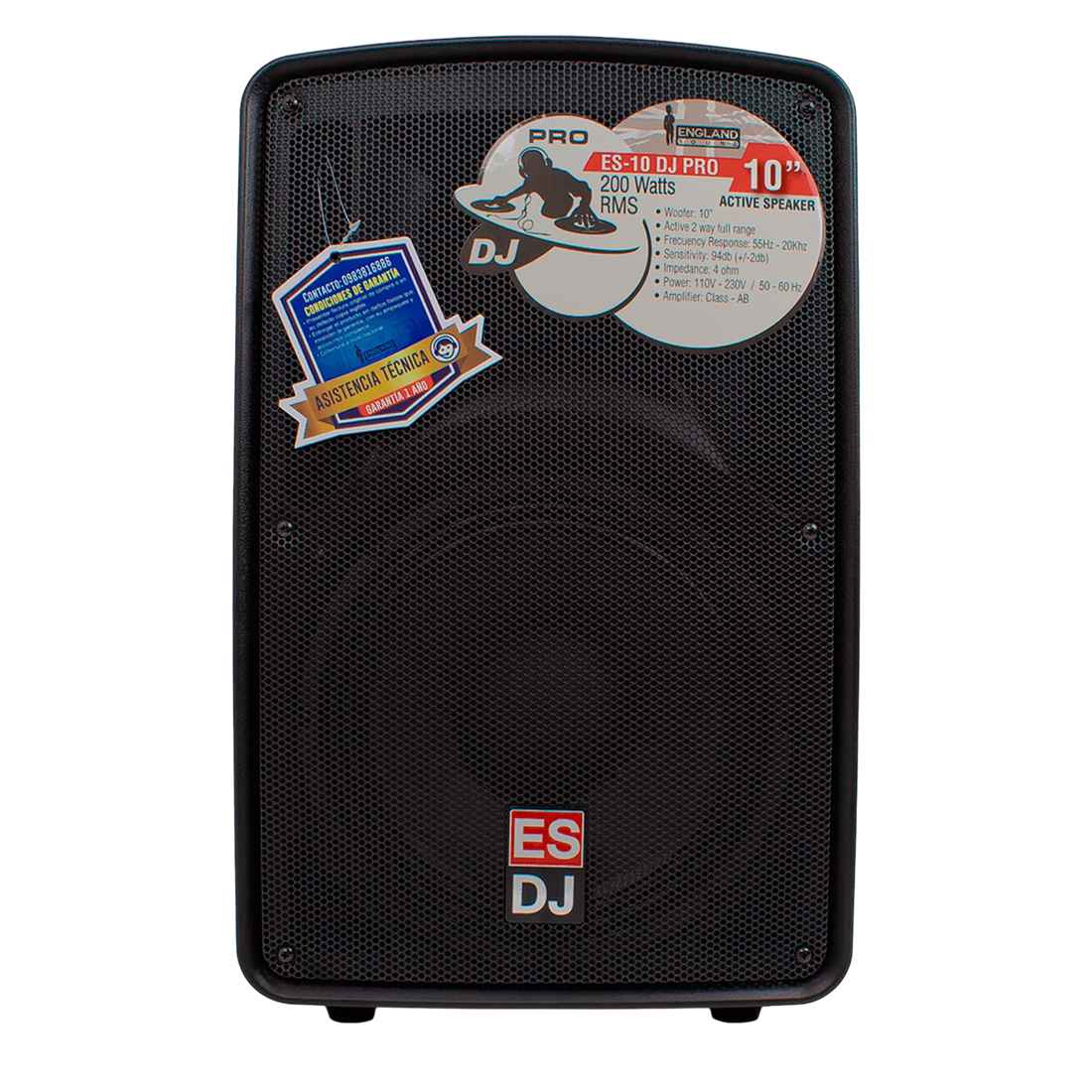 CAJA AMPLIFICADA 10 PULG., 200W RMS, 1 MIC 1/4 Y XLR, BASS & TREBLE, ENTRADA DE LINEA 3.5, XLR, RCA, SALIDA XLRS