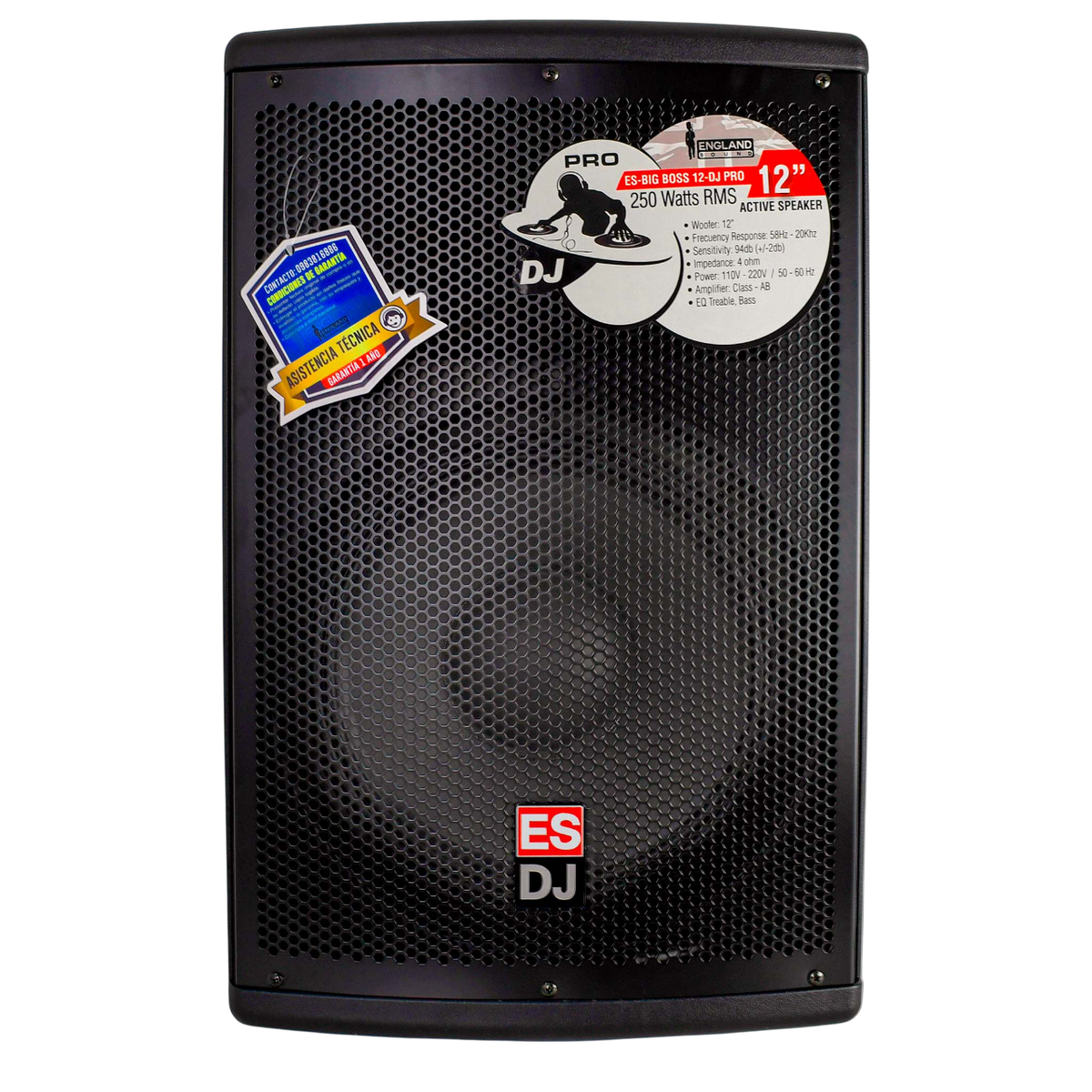 CAJA AMPLIFICADA 12 PULG., 250W RMS, 1 MIC 1/4 Y XLR, BASS & TREBLE, ENTRADA  XLR, RCA, SALIDA XLRS Y SPEAKON INCLUYE MICROFONO