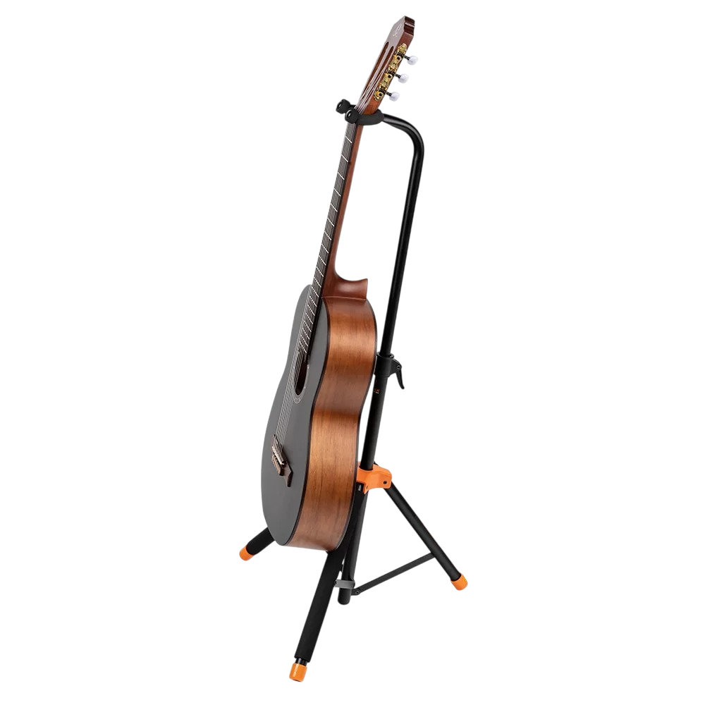 SOPORTE UNIVERSAL PARA GUITARRA, COLOR NEGRO Y NARANJA, YUGO AJUSTABLE DE ALTURA
