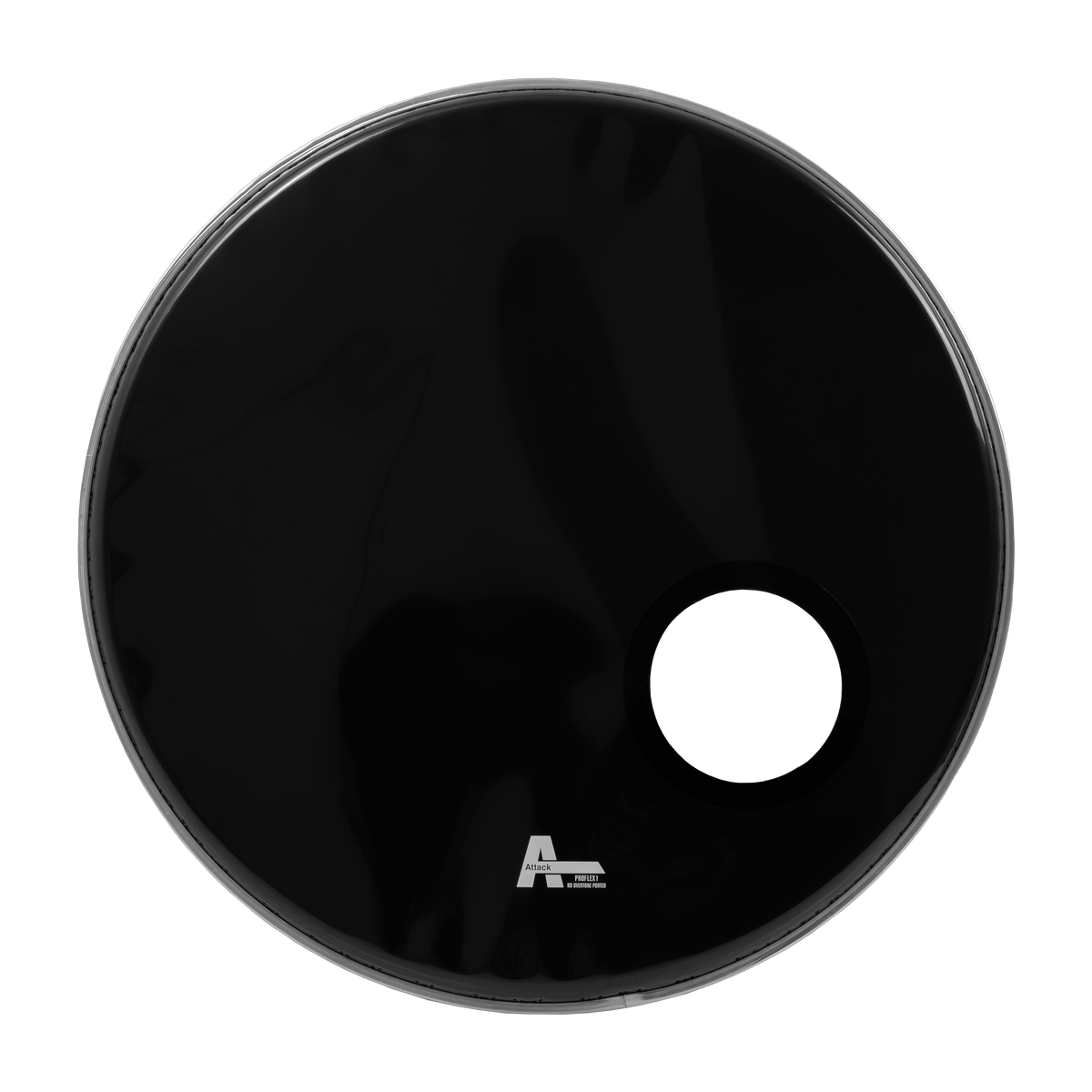 PARCHE 22" PARA BOMBO DE BATERIA, CABEZAL FRONTAL, UNA CAPA DE 10 MIL., NEGRO CON APAGADOR DE ARMONICOS