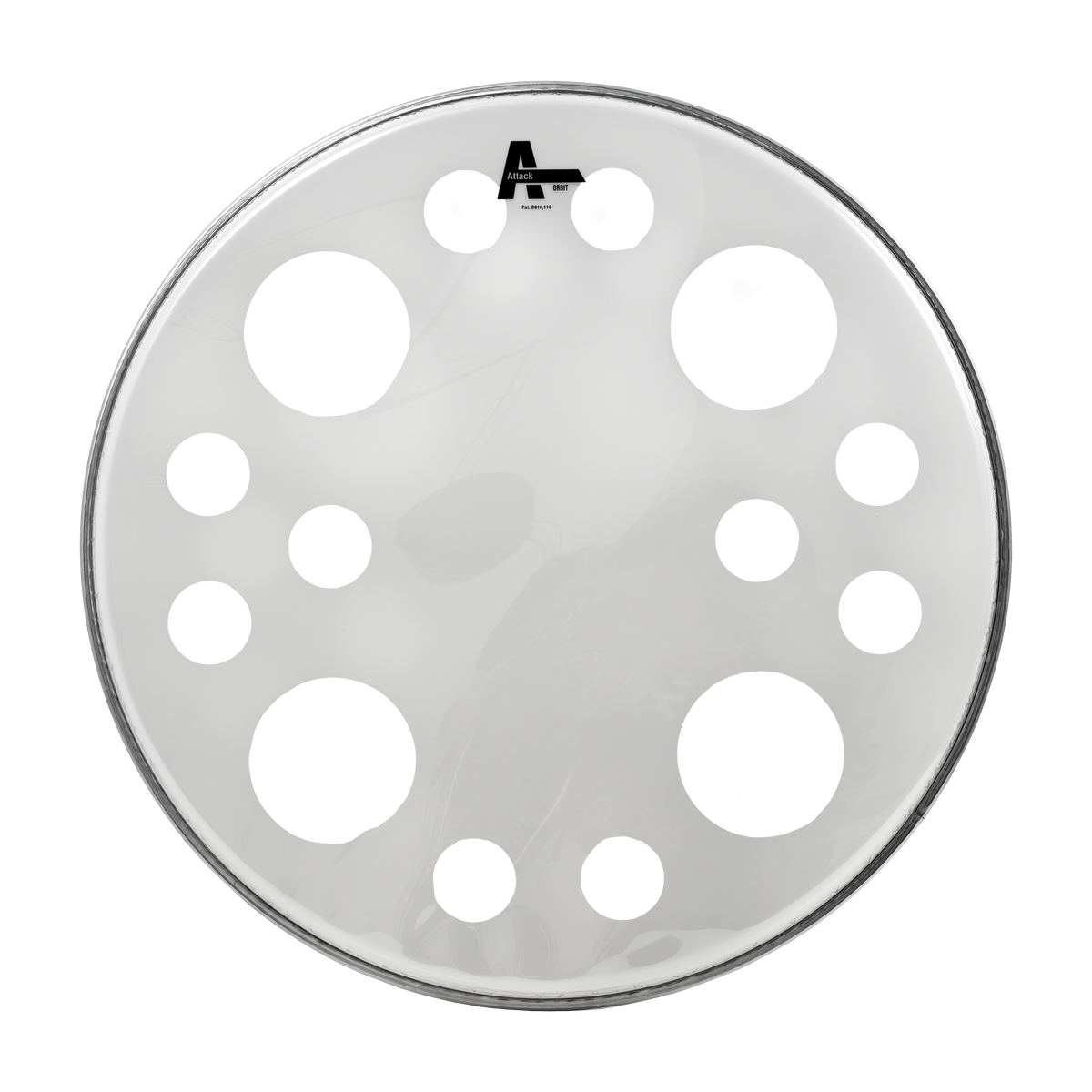 PARCHE 22" PARA BOMBO, CABEZAL DE IMPACTO, DOBLE CAPA DE  10 MIL., TRANSPARENTE / BLANCO CON APAGADOR DE ARMONICOS
