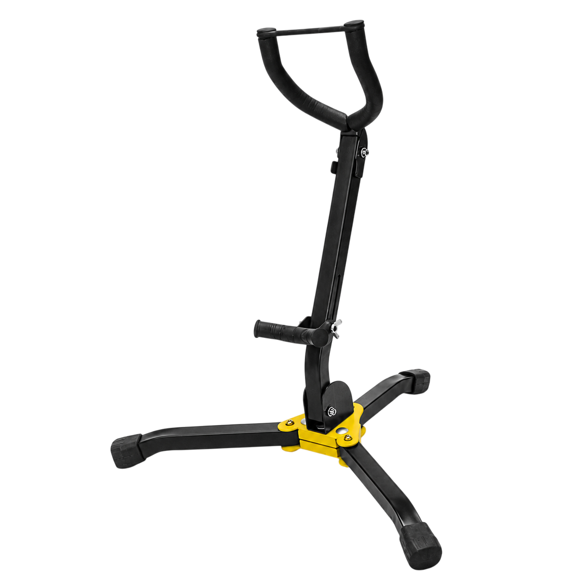 SOPORTE PARA SAXOFON ALTO PLEGABLE, COLOR NEGRO Y AMARILLO