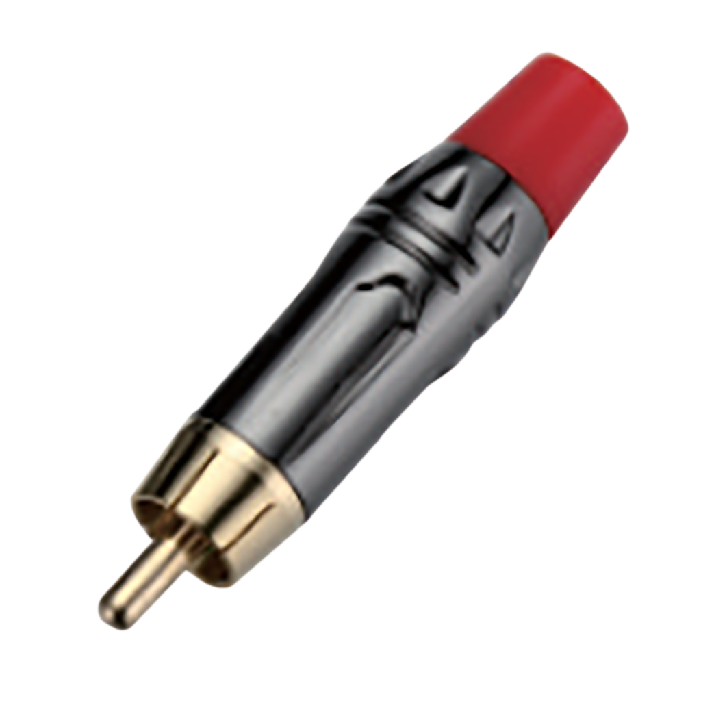 PLUG RCA, SIN RESORTE, ROJO, METALICO